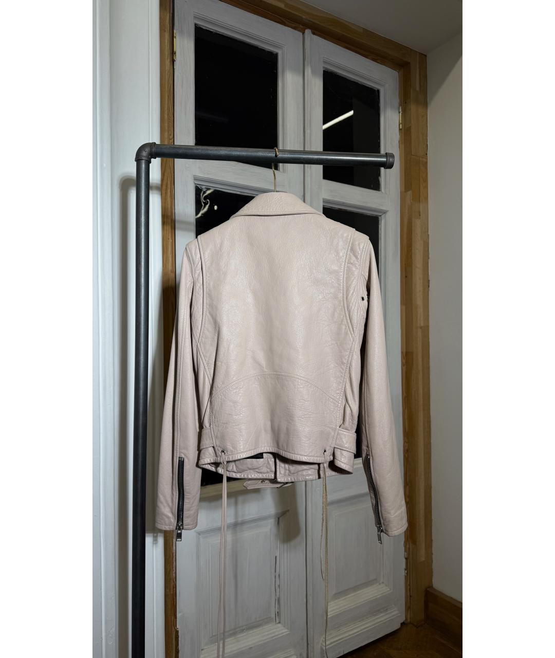 SAINT LAURENT Бежевая кожаная куртка, фото 2