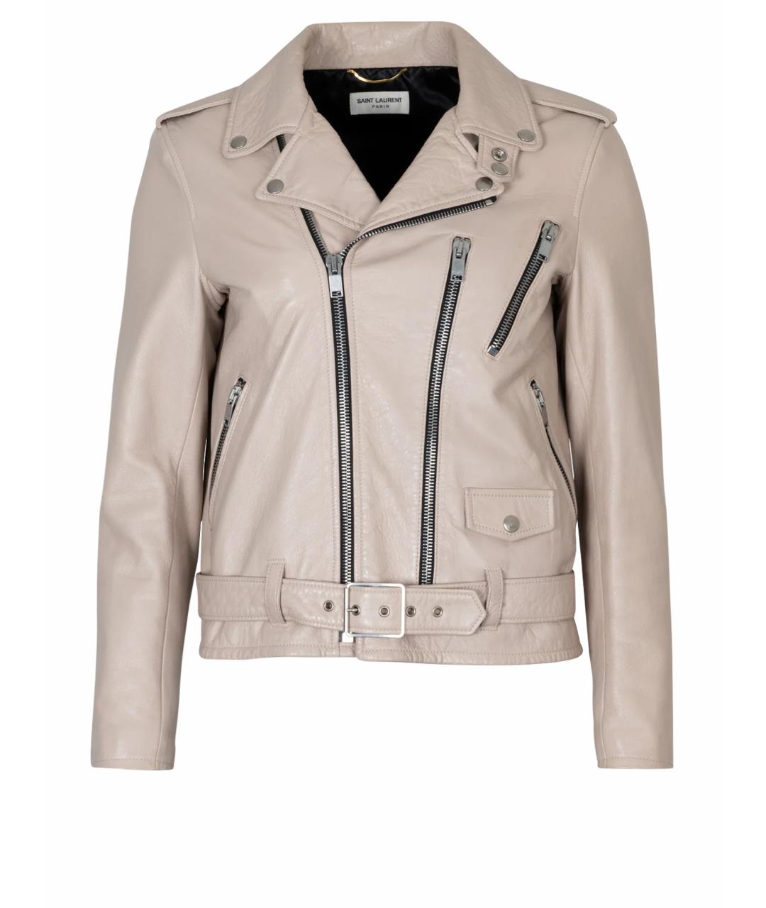 SAINT LAURENT Бежевая кожаная куртка, фото 1