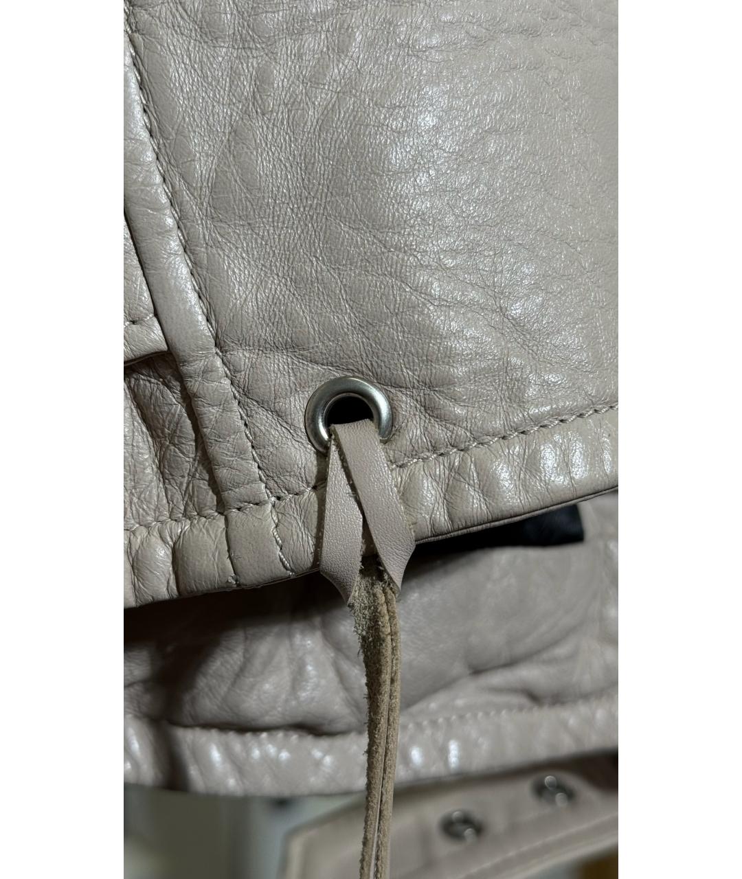 SAINT LAURENT Бежевая кожаная куртка, фото 4