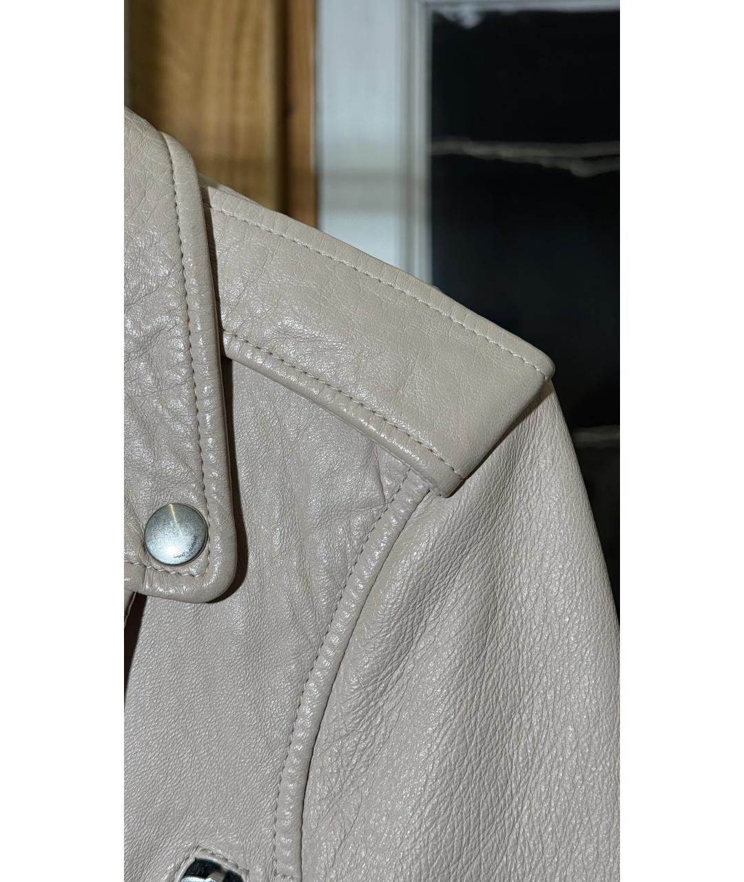 SAINT LAURENT Бежевая кожаная куртка, фото 6