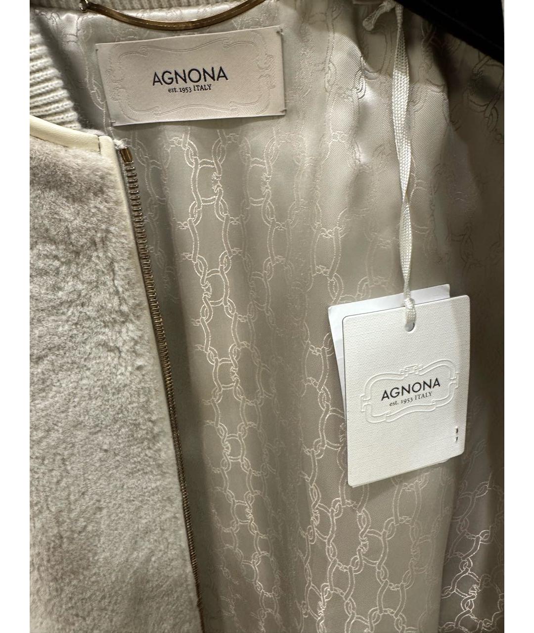 AGNONA Серая меховая дубленка, фото 4