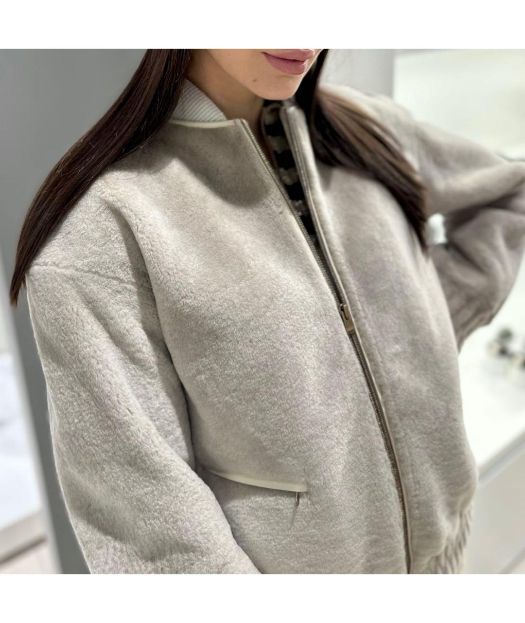 AGNONA Серая меховая дубленка, фото 7