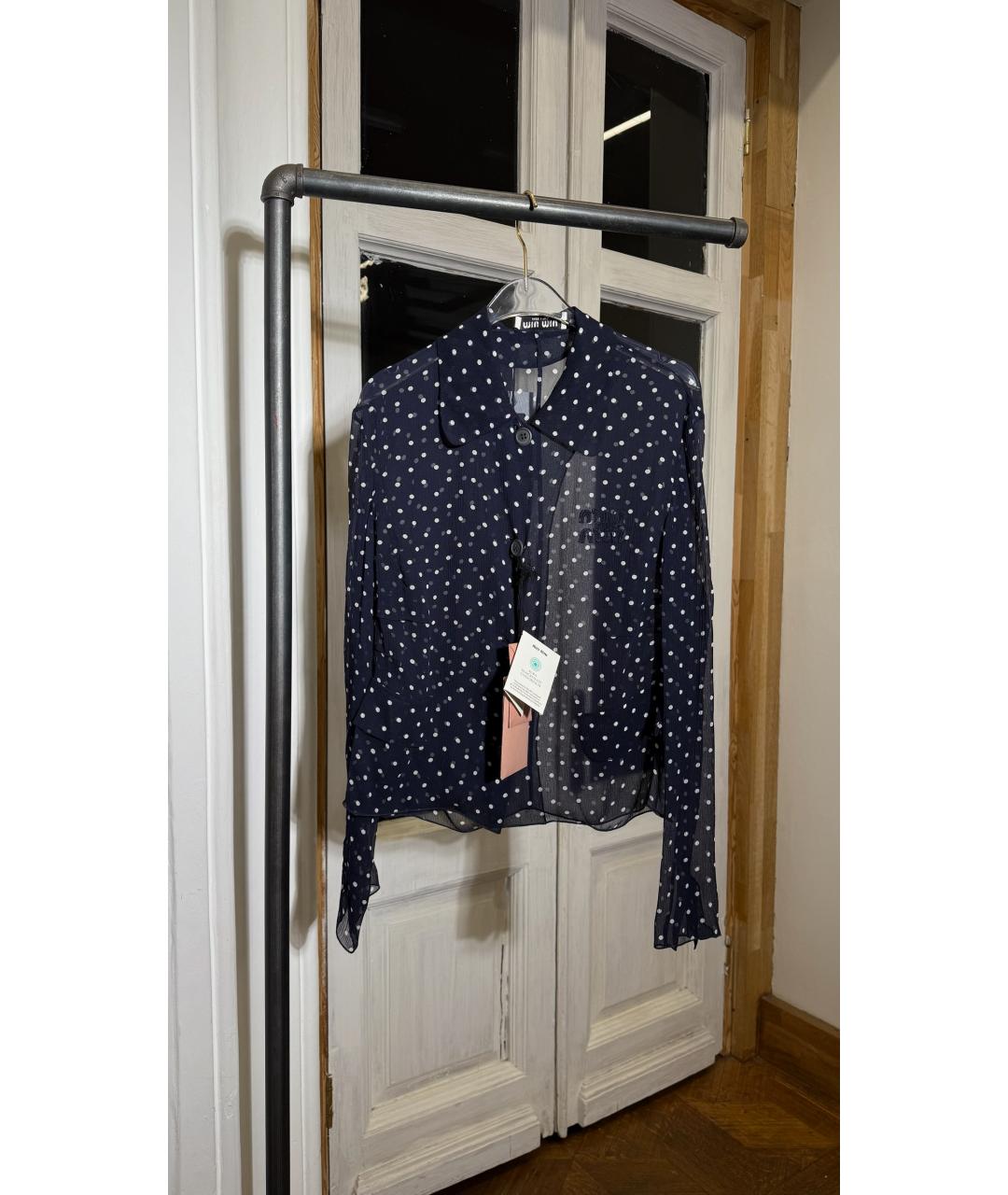 MIU MIU Синяя шелковая блузы, фото 5