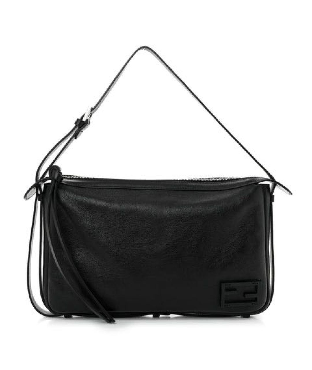 FENDI Черная кожаная сумка с короткими ручками, фото 2