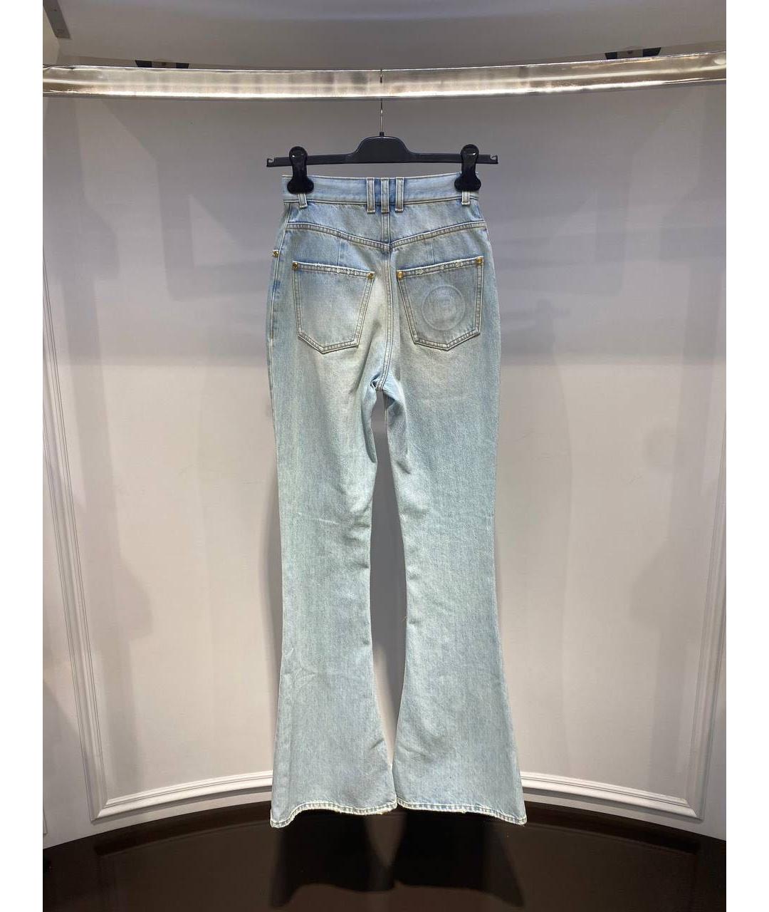 BALMAIN Голубые хлопковые джинсы клеш, фото 2