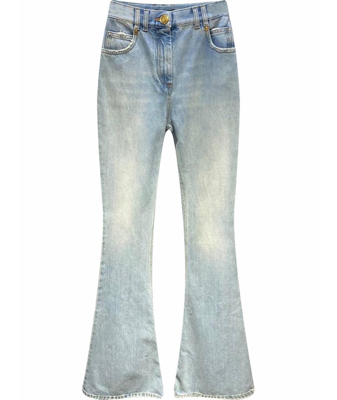 BALMAIN Голубые хлопковые джинсы клеш, фото 1