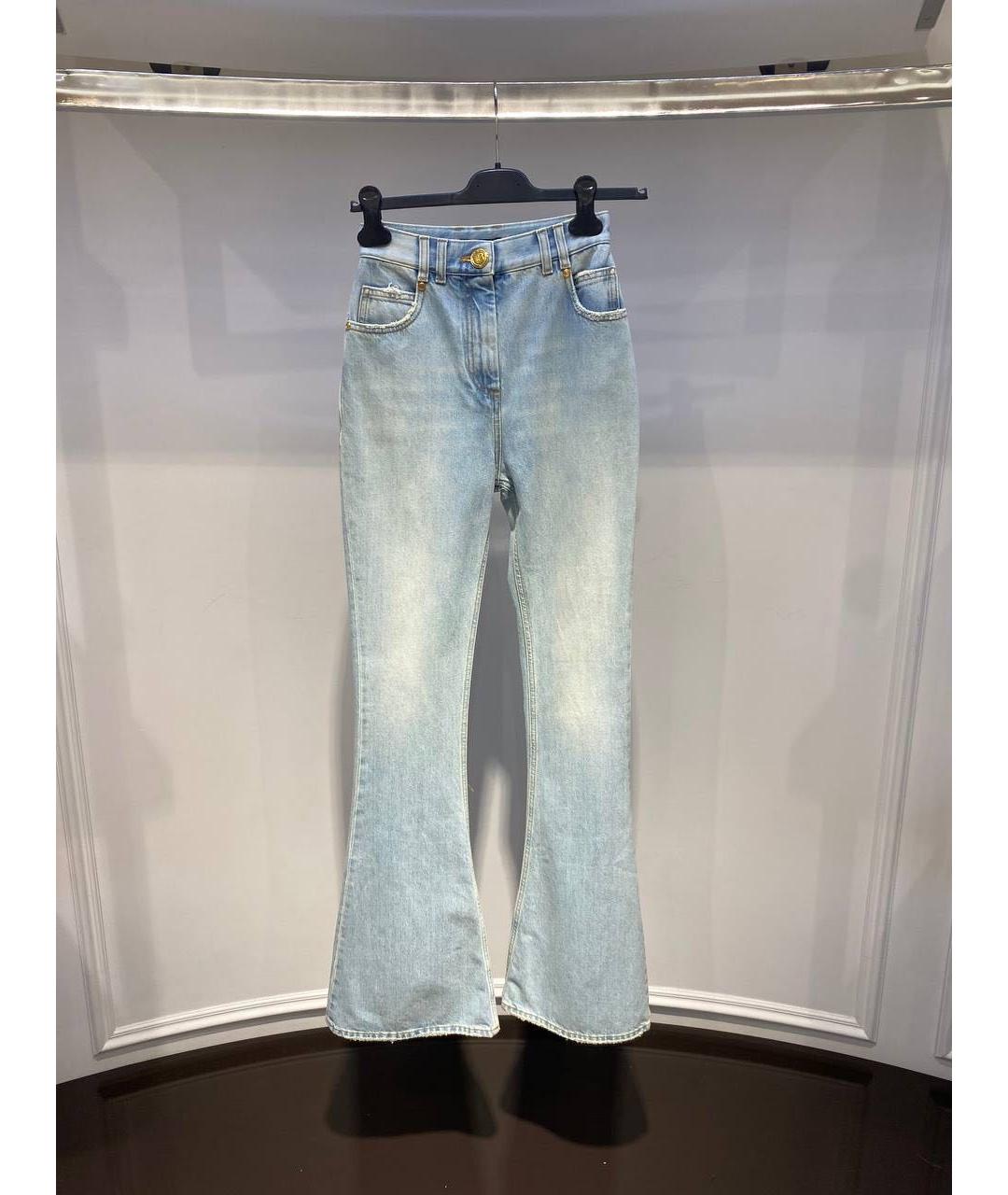 BALMAIN Голубые хлопковые джинсы клеш, фото 3
