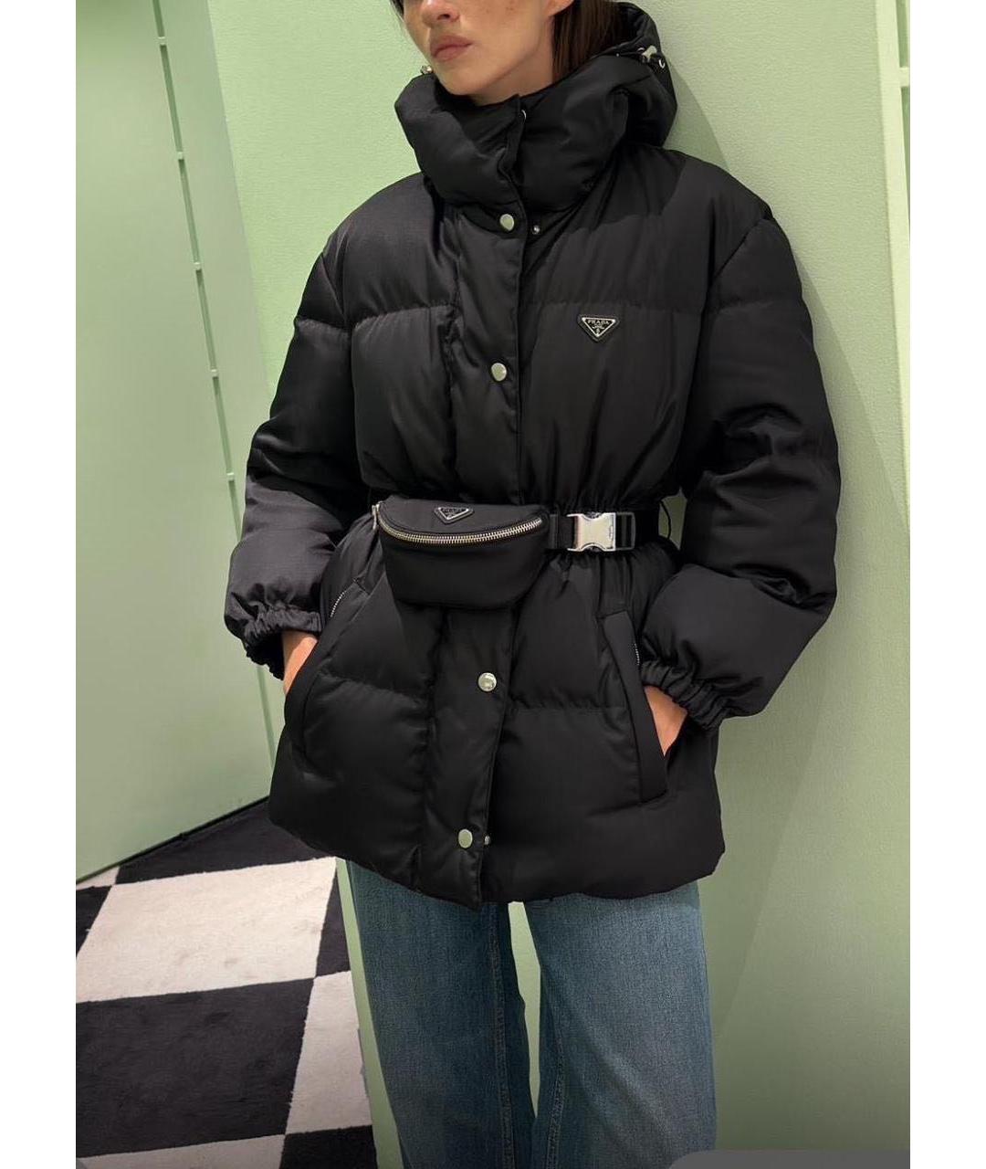 PRADA Черный полиэстеровый пуховик, фото 2