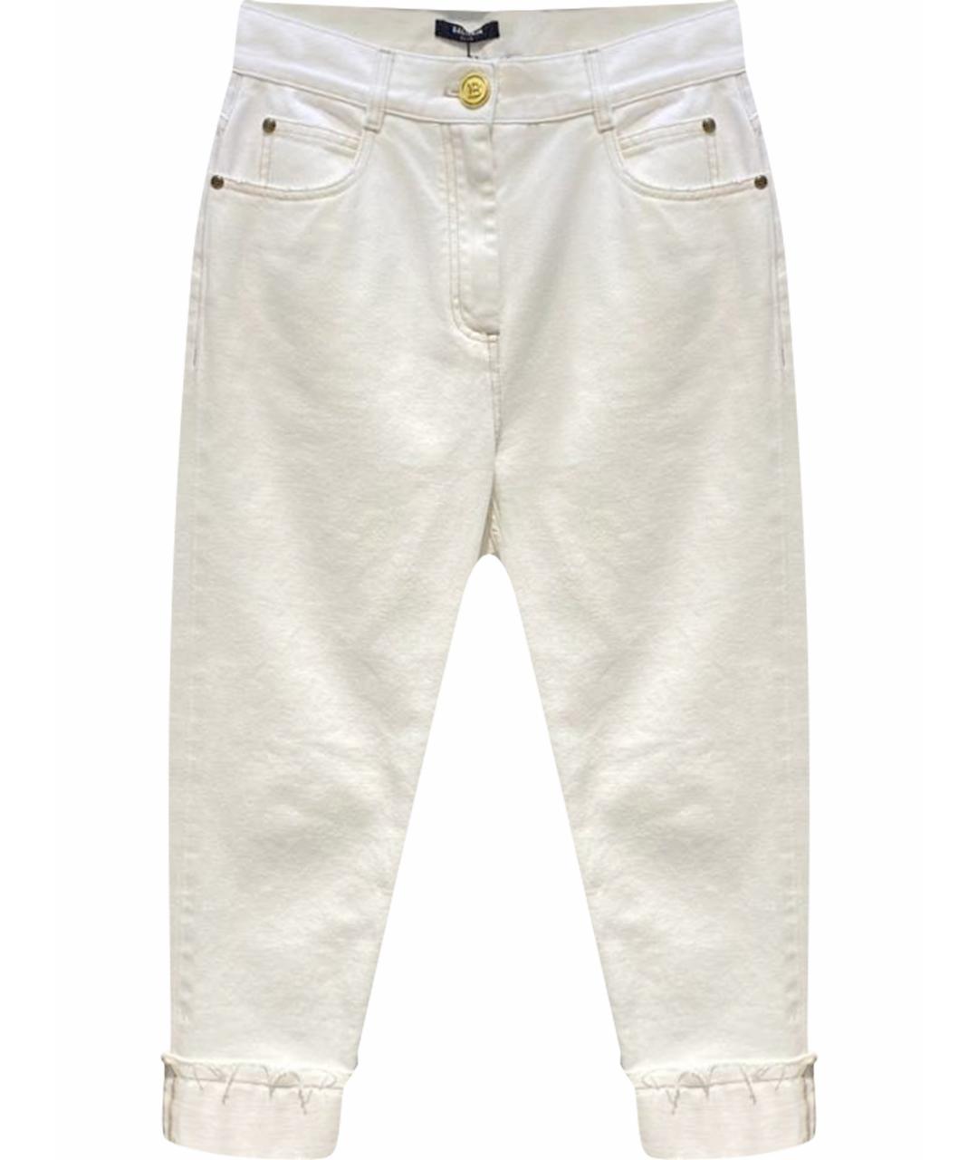 BALMAIN Белые хлопковые джинсы слим, фото 1
