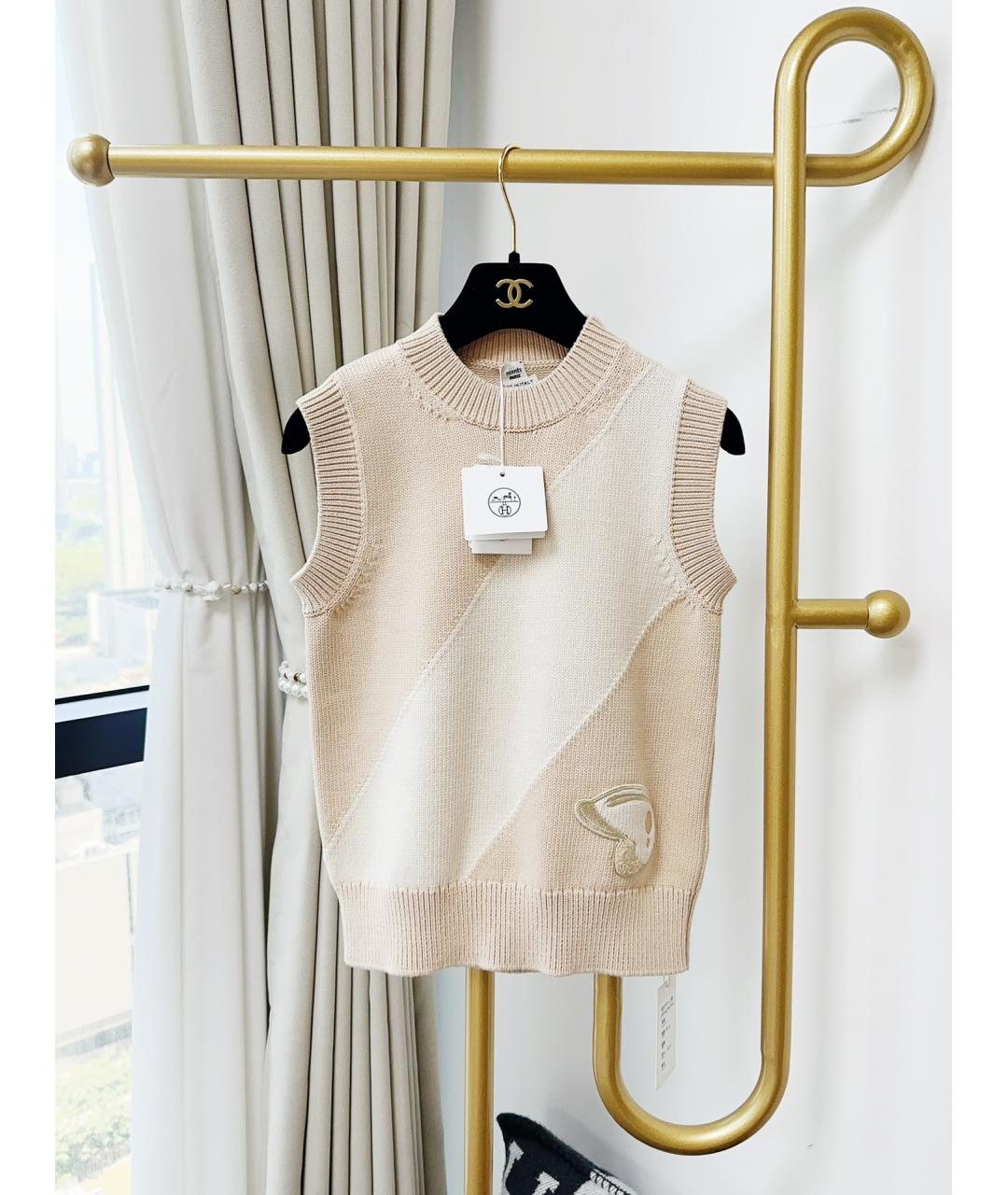 HERMES Бежевая хлопковая жилетка, фото 9