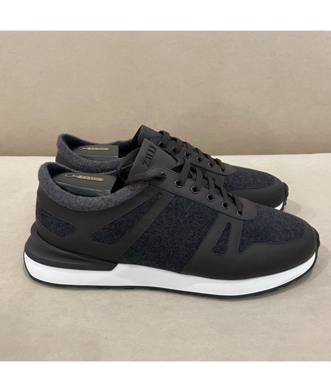 ZILLI Антрацитовые низкие кроссовки / кеды, фото 6