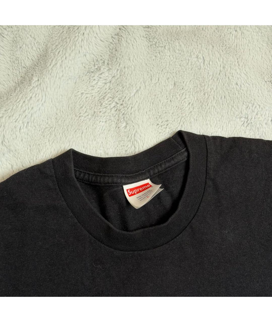 SUPREME Черная хлопковая футболка, фото 3