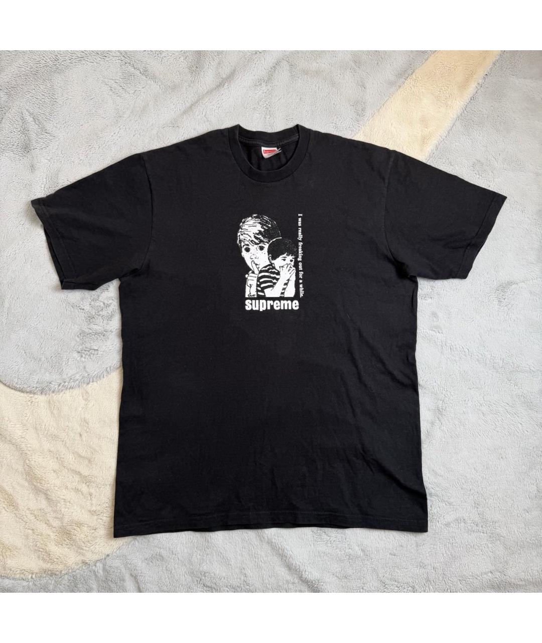 SUPREME Черная хлопковая футболка, фото 5