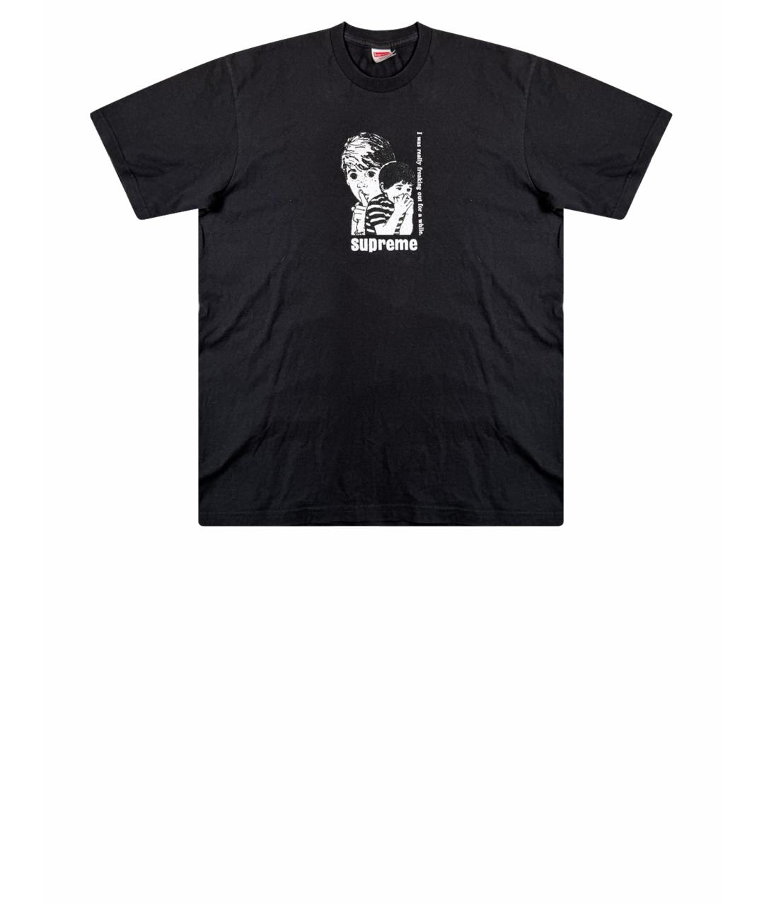 SUPREME Черная хлопковая футболка, фото 1
