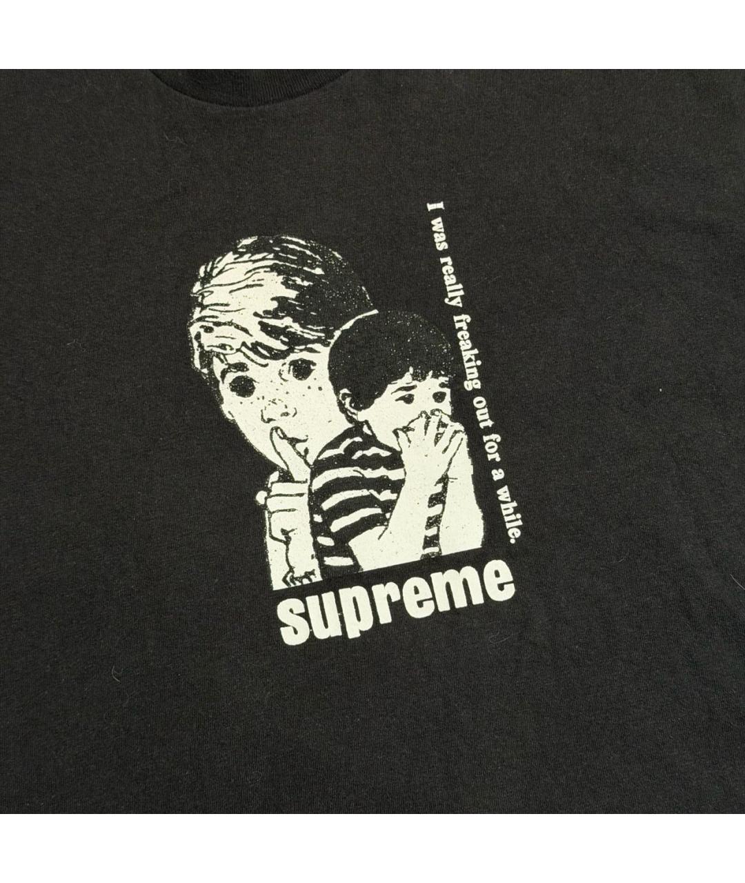 SUPREME Черная хлопковая футболка, фото 2