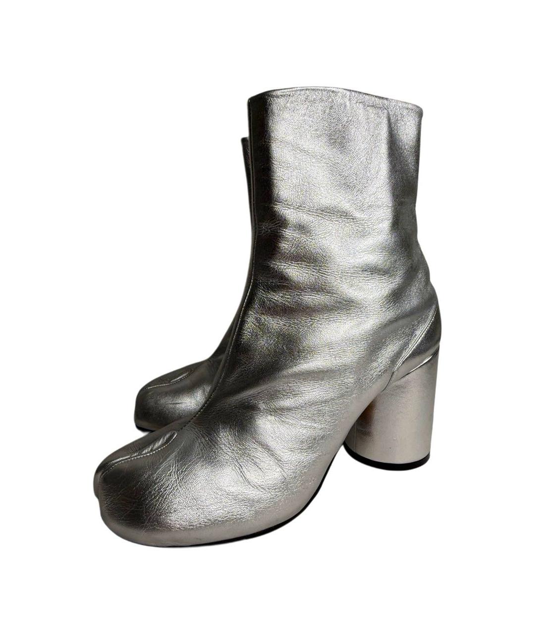 MAISON MARGIELA Серебряные кожаные ботильоны, фото 3