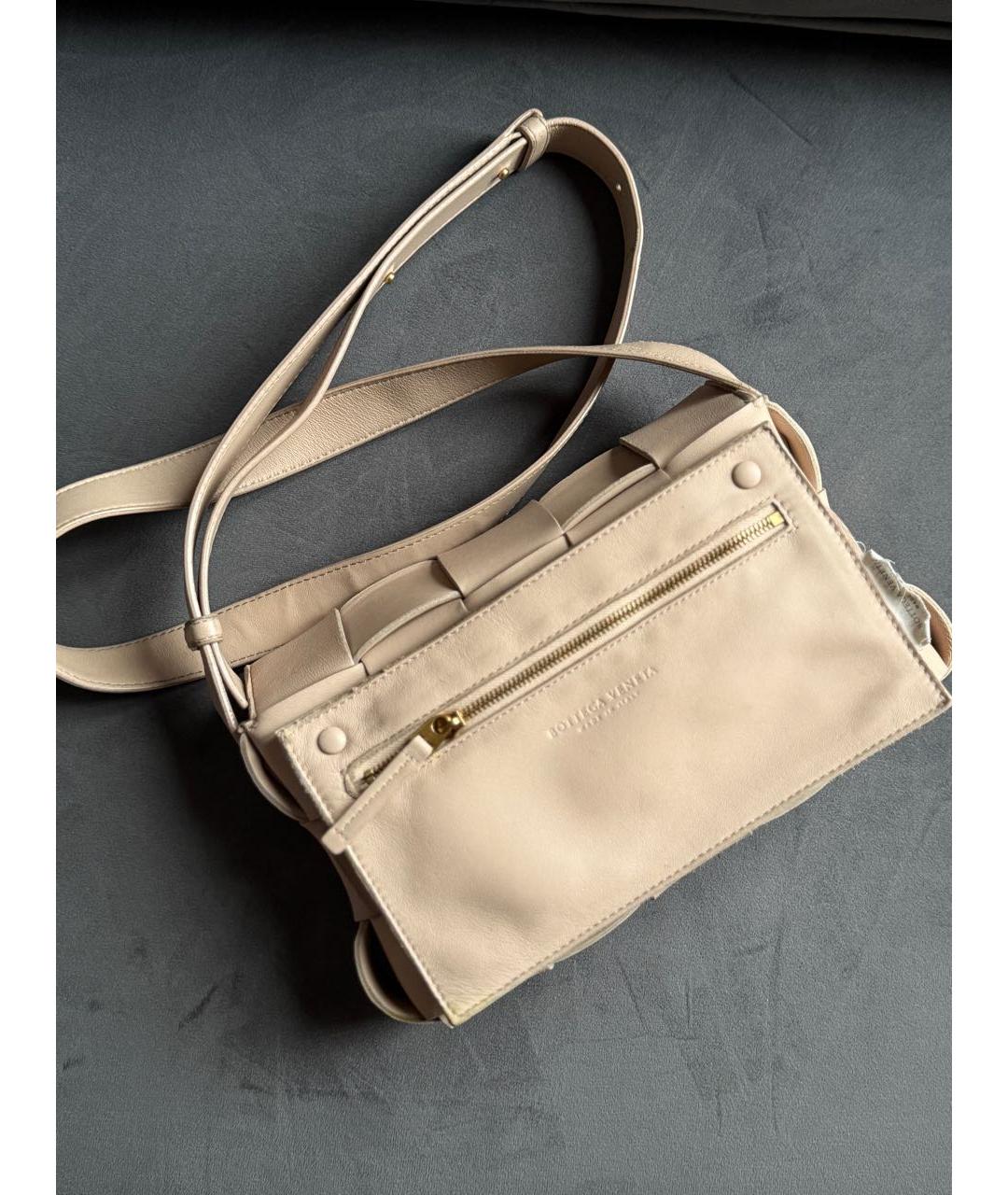 BOTTEGA VENETA Бежевая кожаная сумка через плечо, фото 5