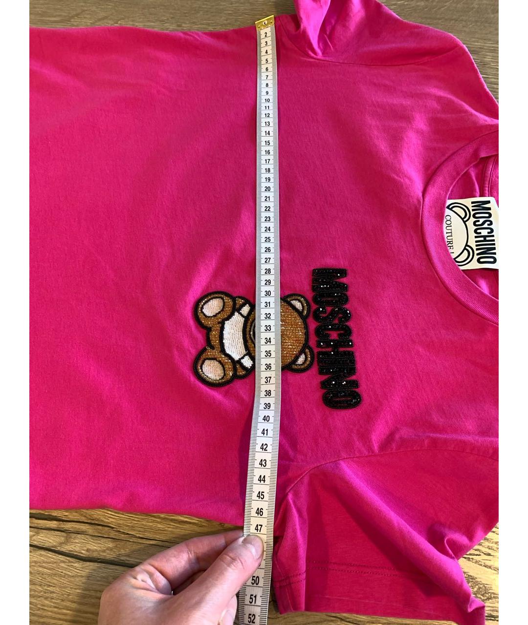 MOSCHINO Розовая хлопковая футболка, фото 6