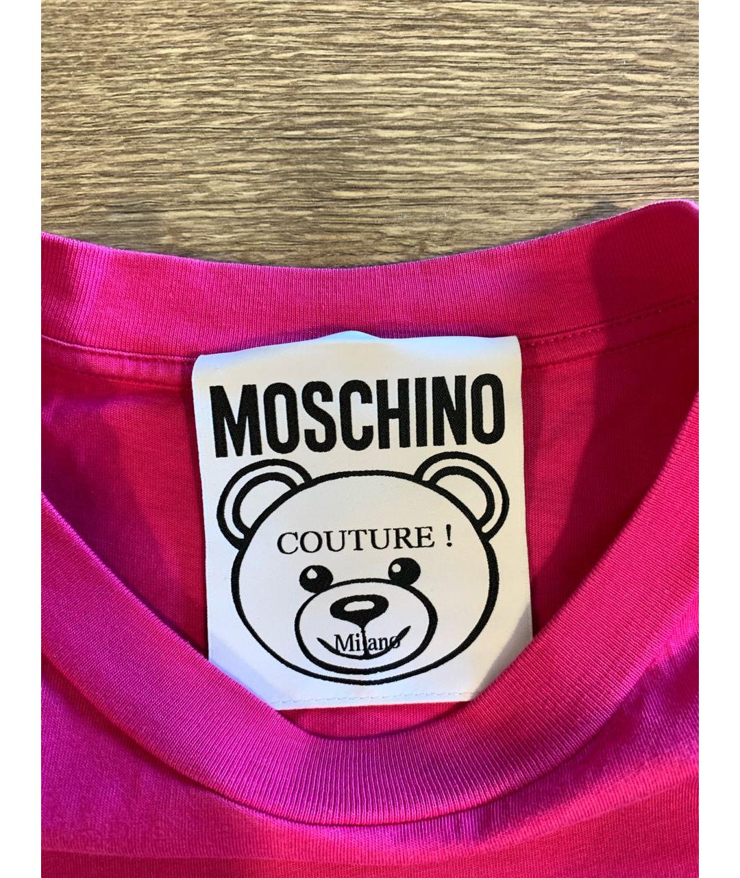 MOSCHINO Розовая хлопковая футболка, фото 3
