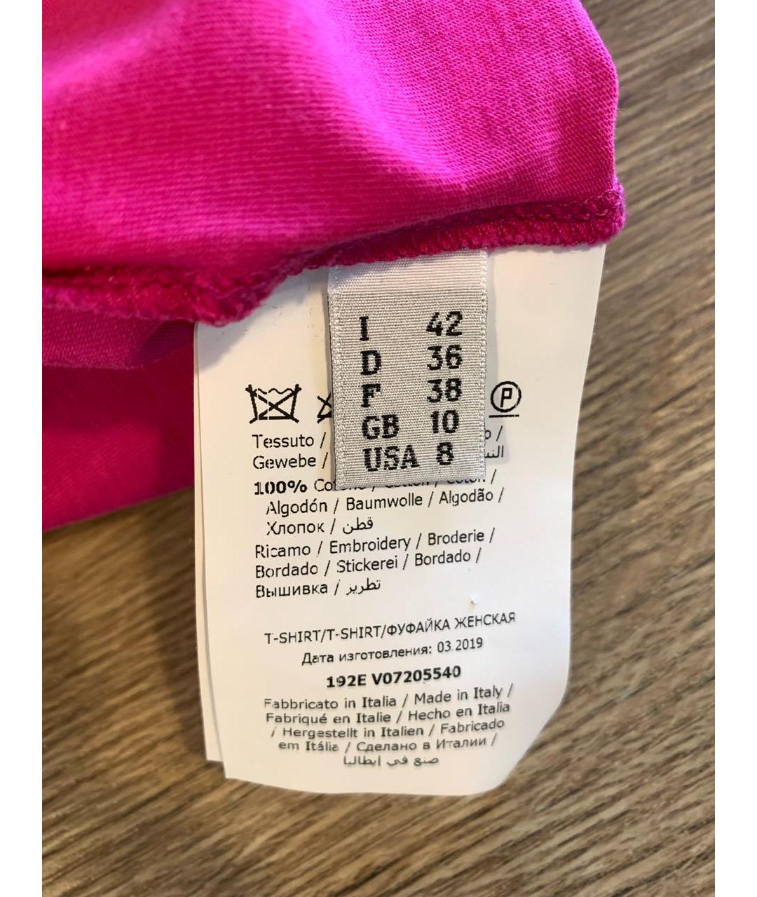 MOSCHINO Розовая хлопковая футболка, фото 4
