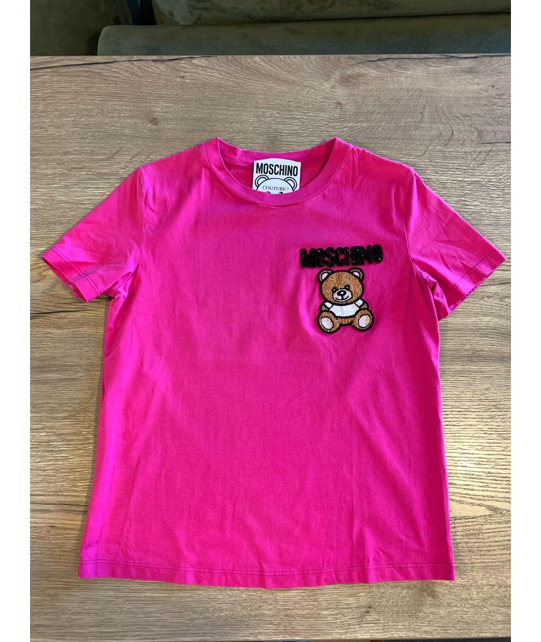 MOSCHINO Розовая хлопковая футболка, фото 8