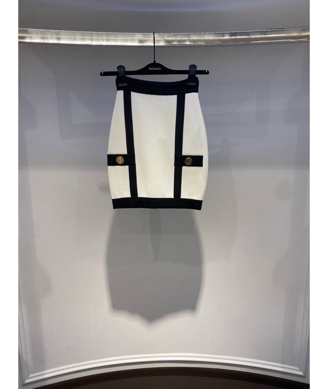 BALMAIN Белая вискозная юбка мини, фото 3