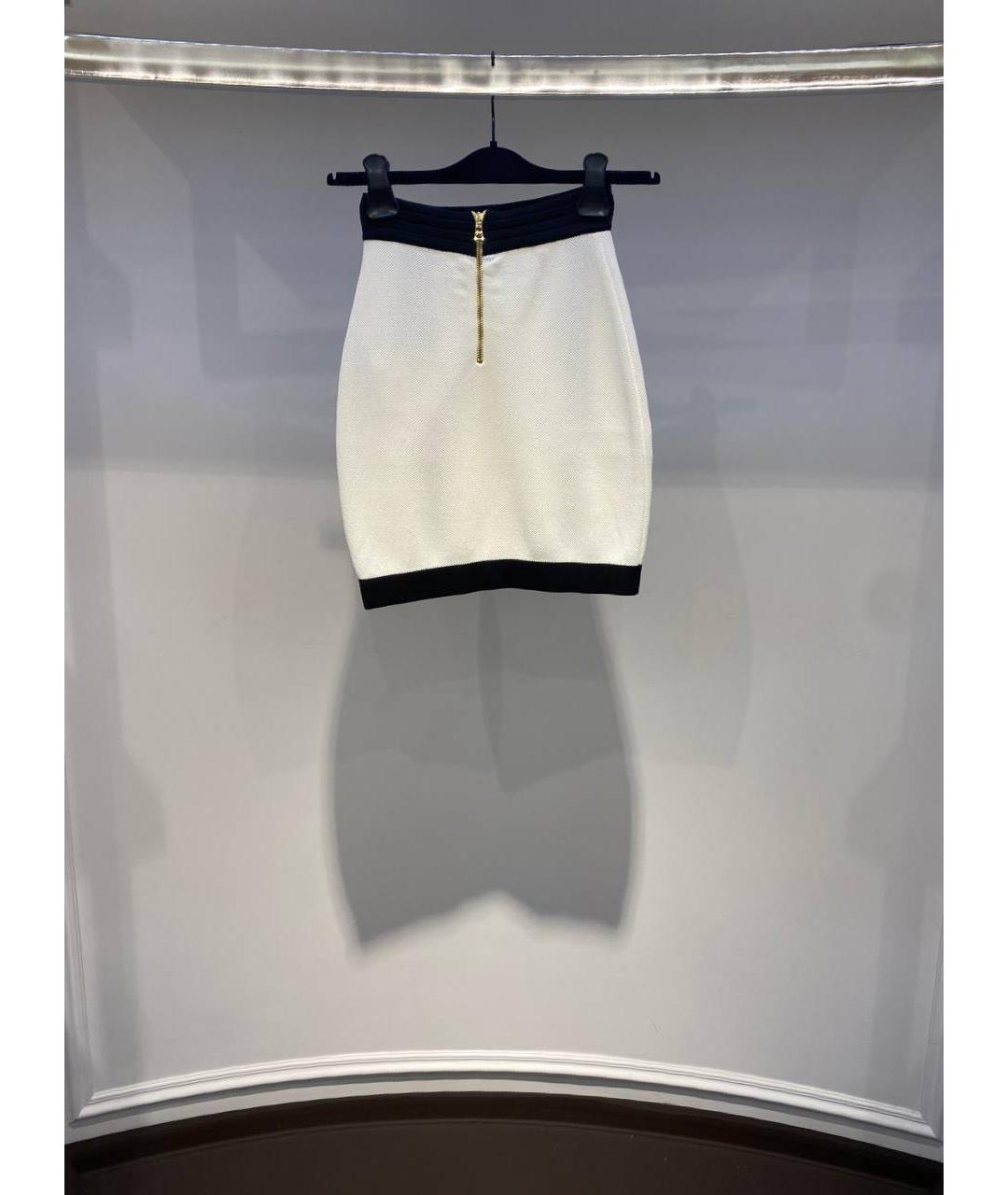 BALMAIN Белая вискозная юбка мини, фото 2