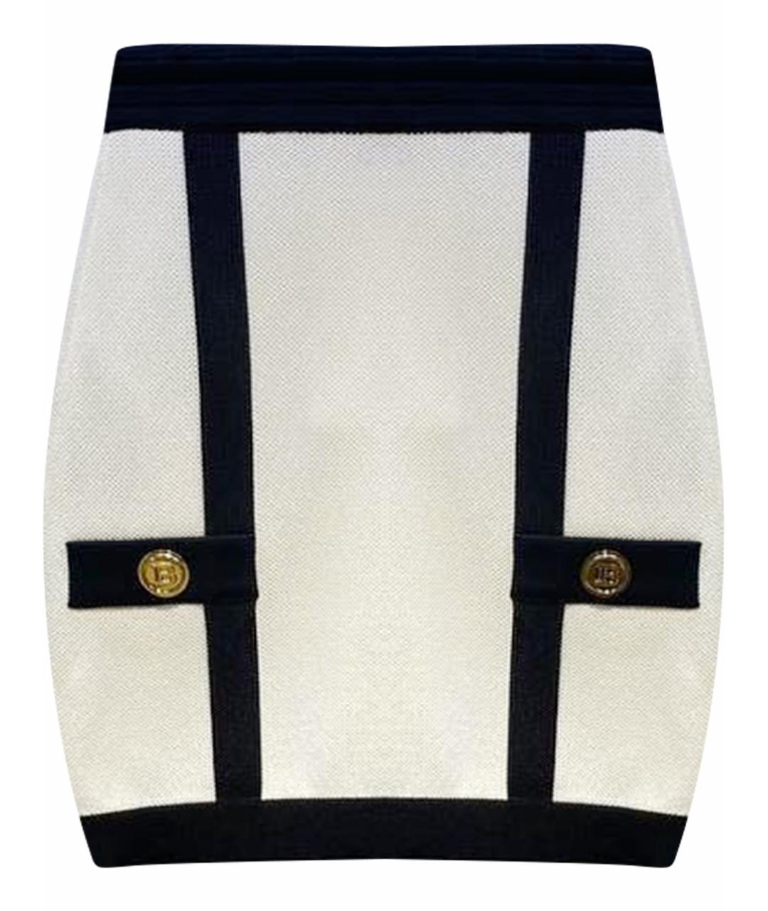 BALMAIN Белая вискозная юбка мини, фото 1