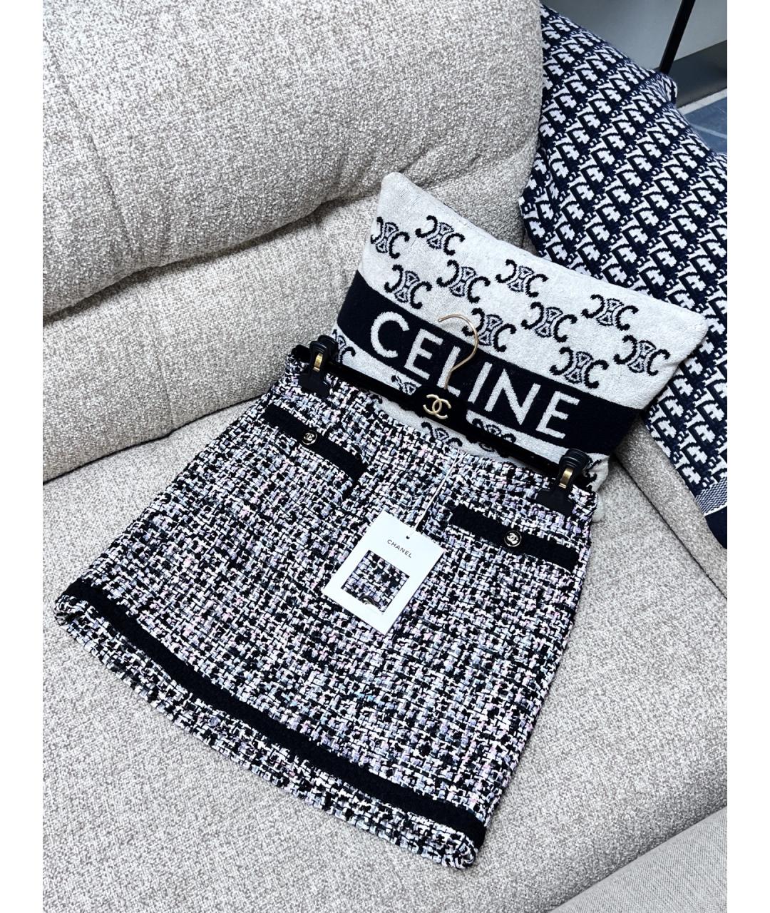 CHANEL Серая твидовая юбка мини, фото 2