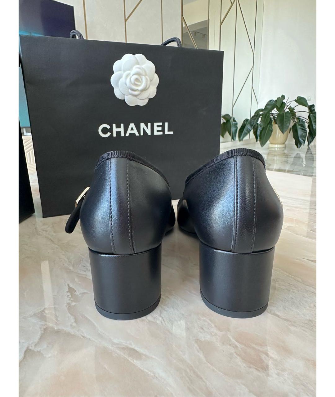 CHANEL Черные кожаные туфли, фото 5