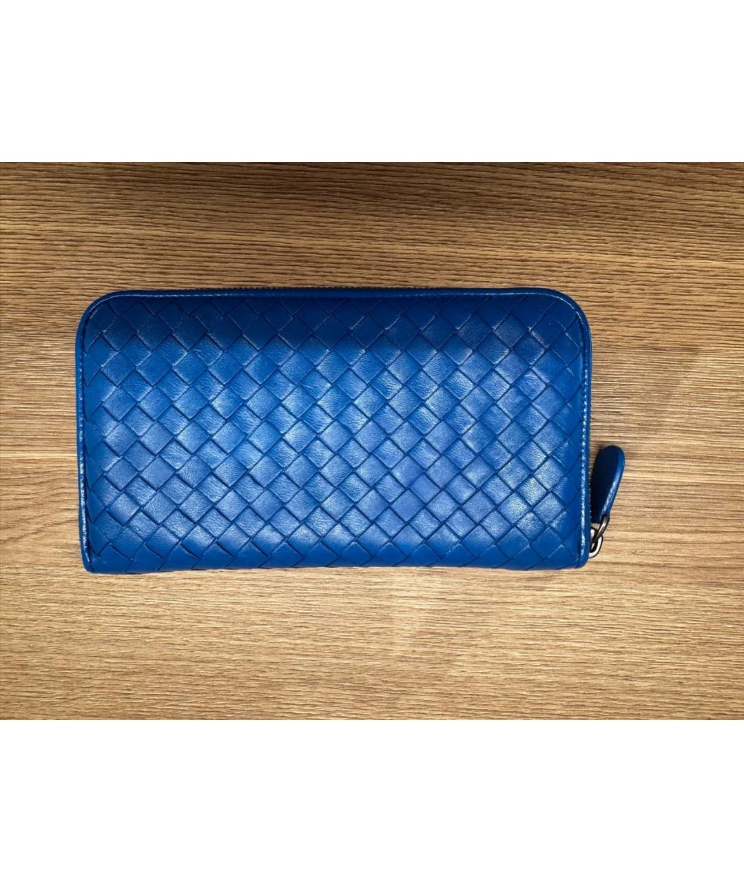 BOTTEGA VENETA Синий кожаный кошелек, фото 2