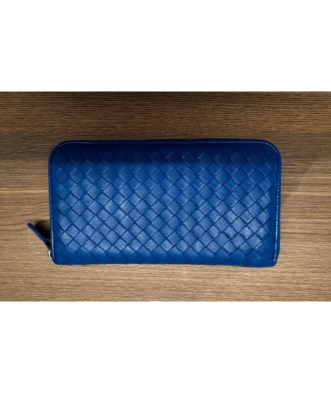 BOTTEGA VENETA Синий кожаный кошелек, фото 9