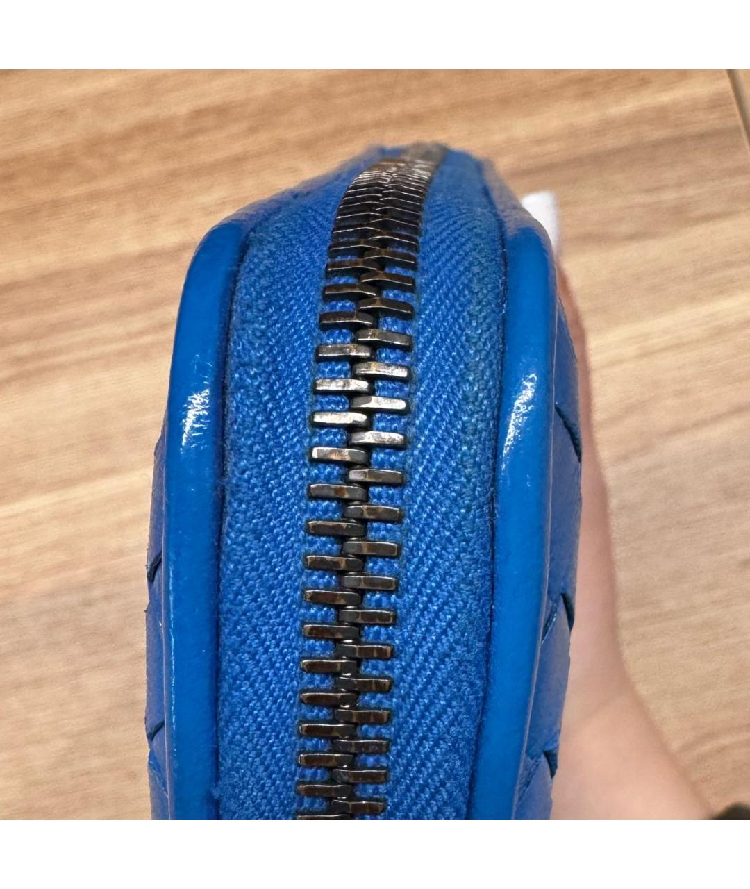 BOTTEGA VENETA Синий кожаный кошелек, фото 7