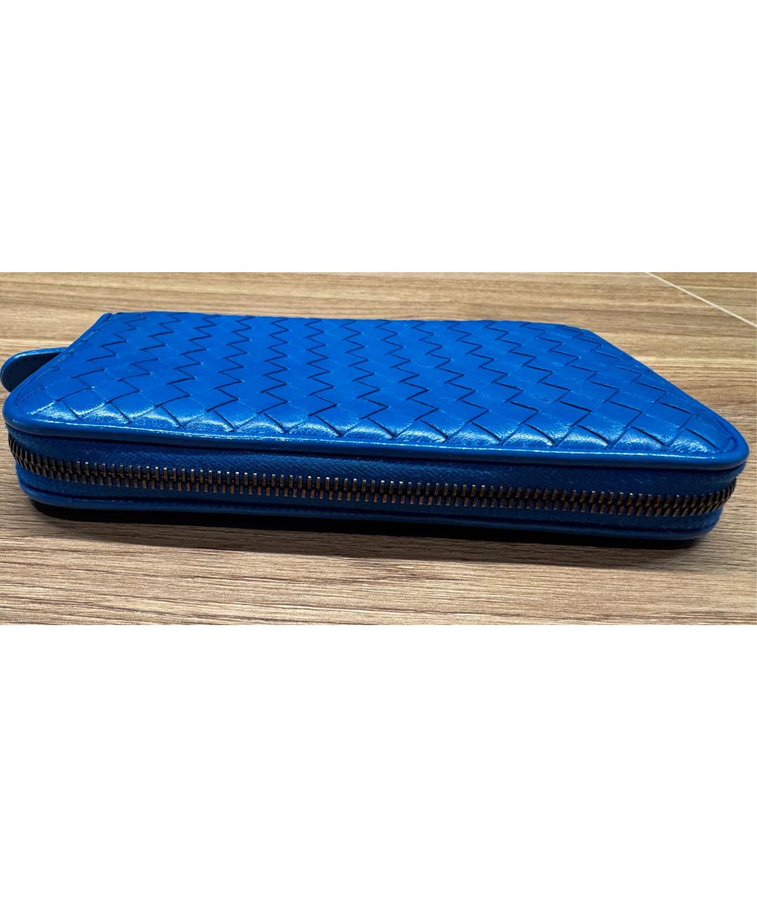 BOTTEGA VENETA Синий кожаный кошелек, фото 3