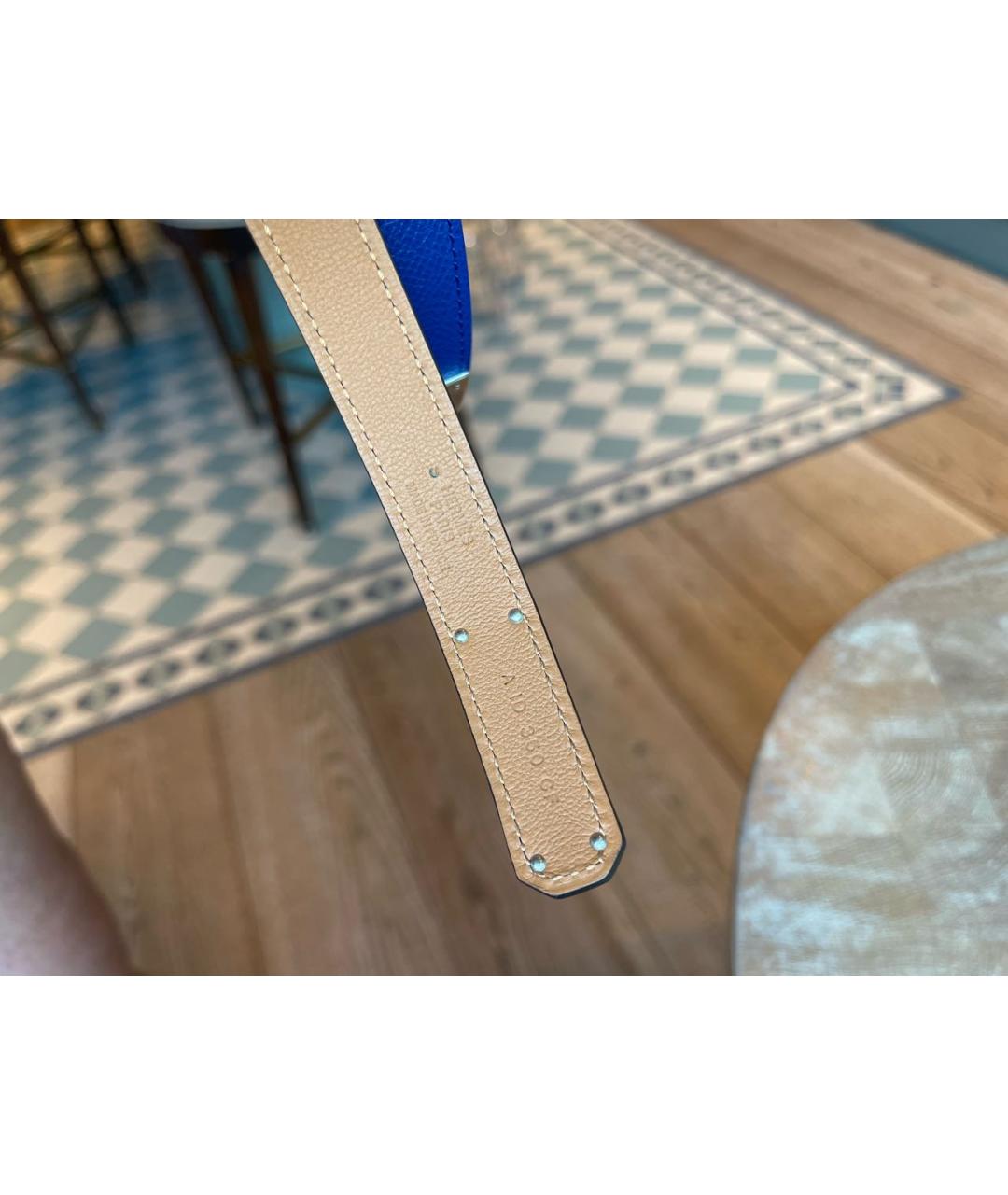 HERMES Синий кожаный ремень, фото 4
