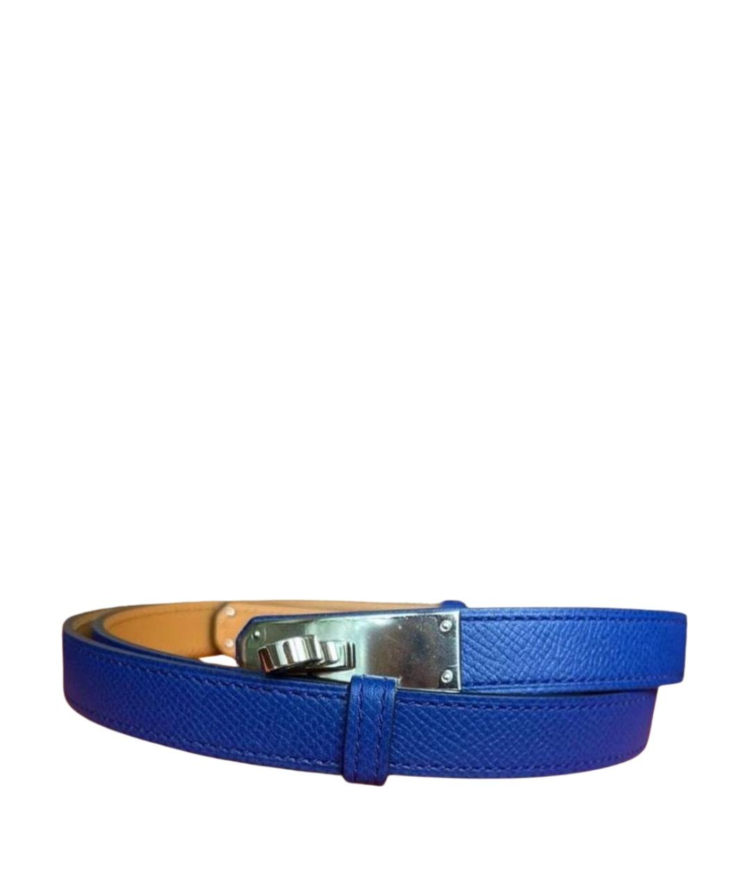 HERMES Синий кожаный ремень, фото 1