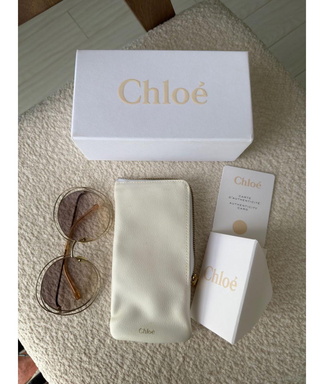 CHLOE Бежевые металлические солнцезащитные очки, фото 7