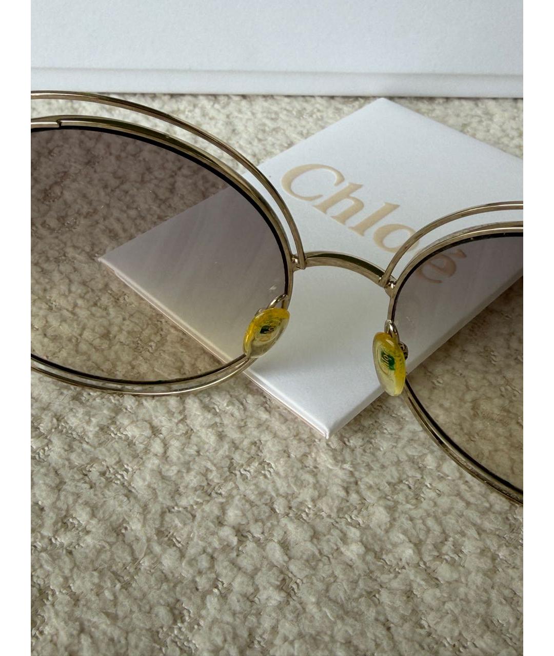 CHLOE Бежевые металлические солнцезащитные очки, фото 4