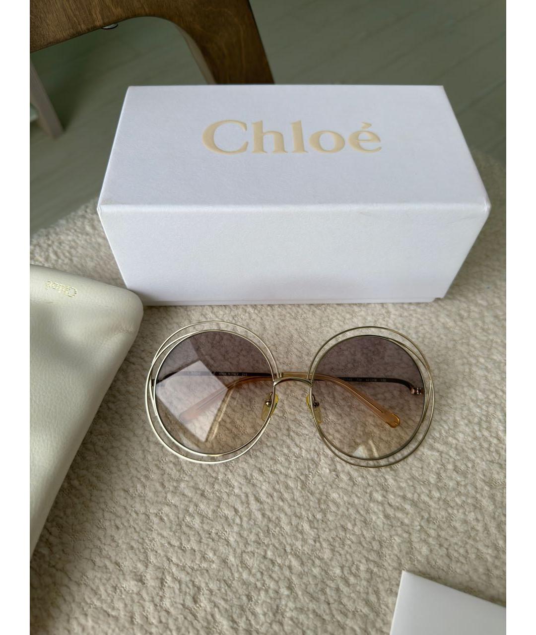 CHLOE Бежевые металлические солнцезащитные очки, фото 8