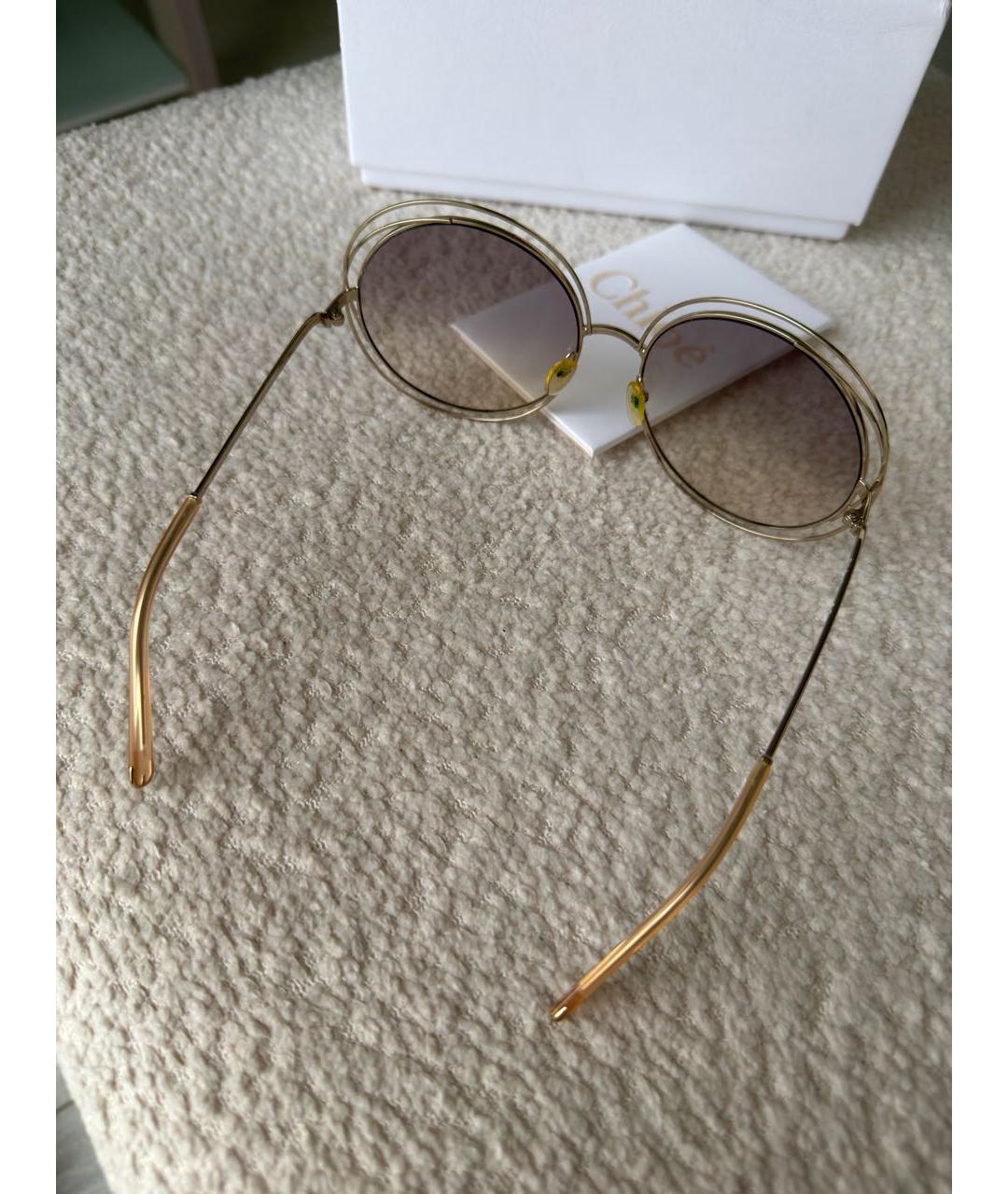 CHLOE Бежевые металлические солнцезащитные очки, фото 3