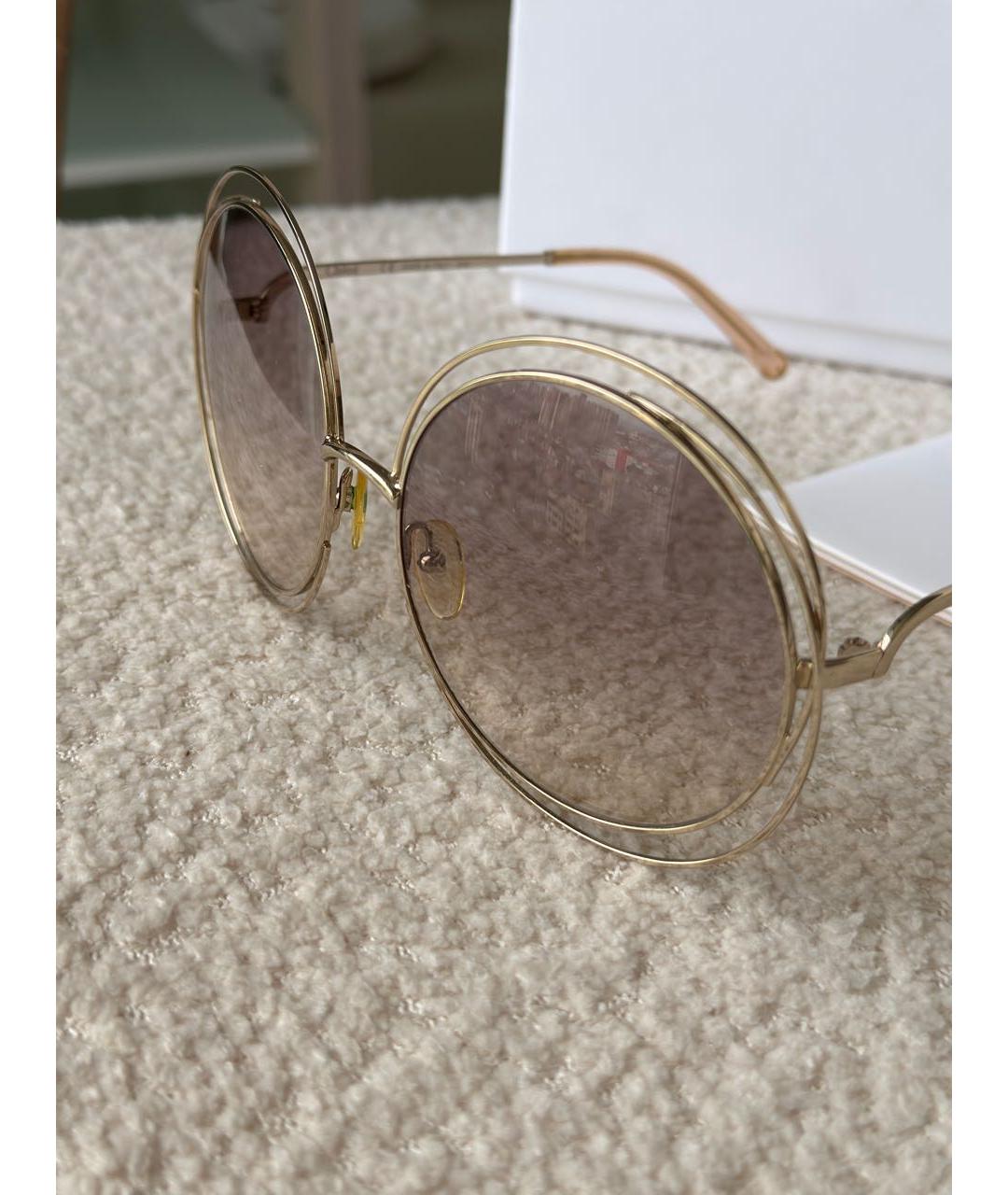 CHLOE Бежевые металлические солнцезащитные очки, фото 6