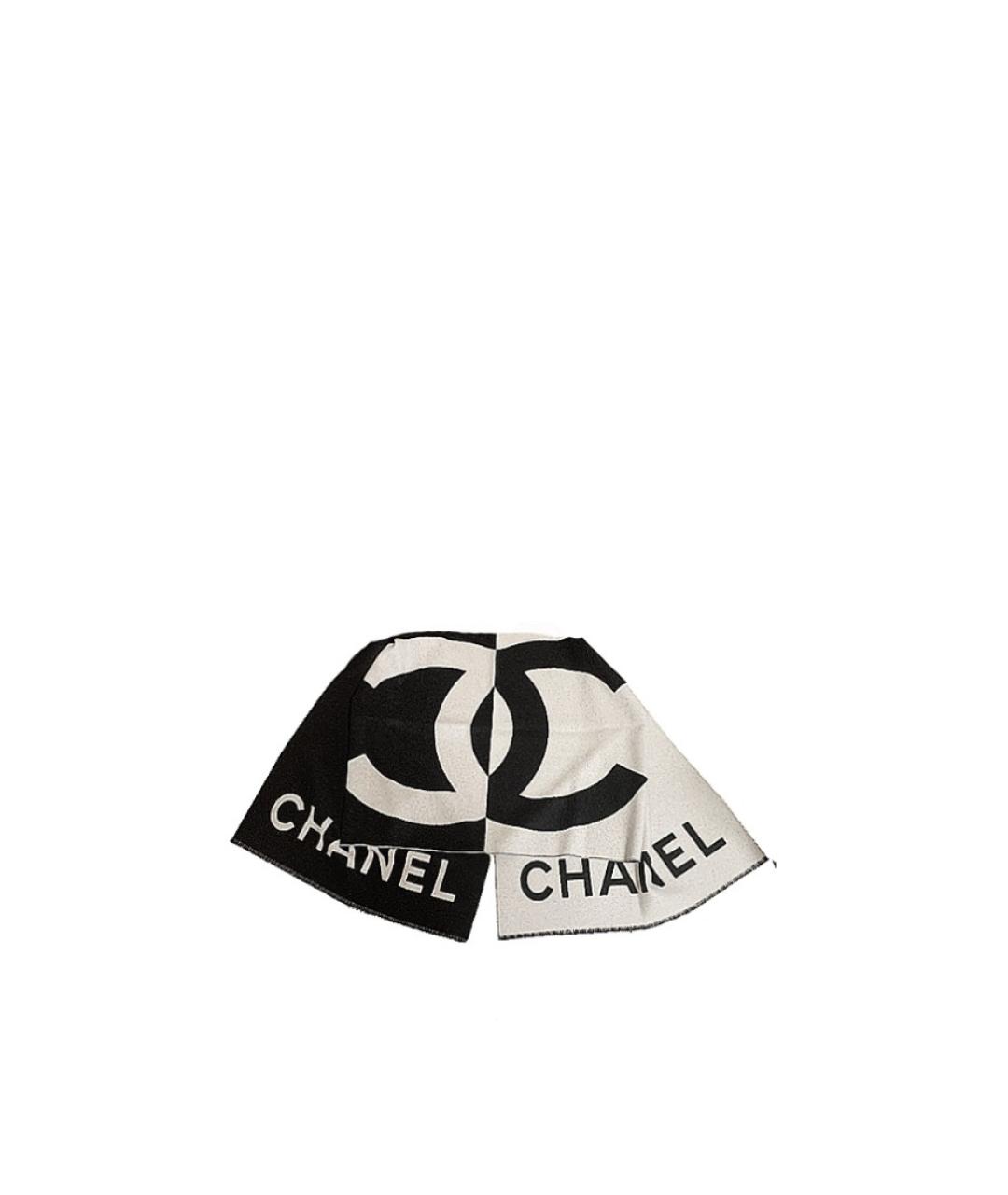 CHANEL Черный кашемировый шарф, фото 2