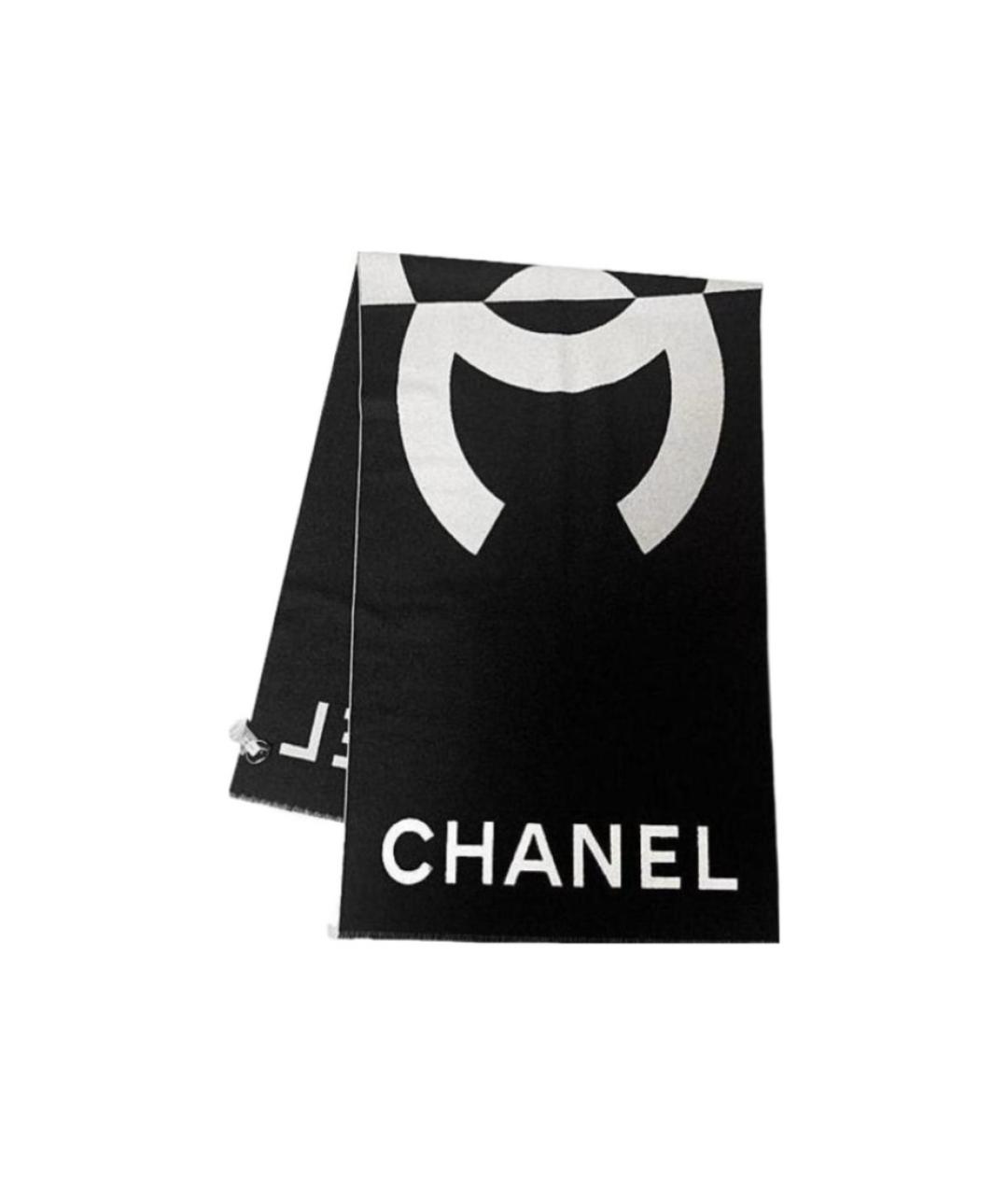 CHANEL Черный кашемировый шарф, фото 1