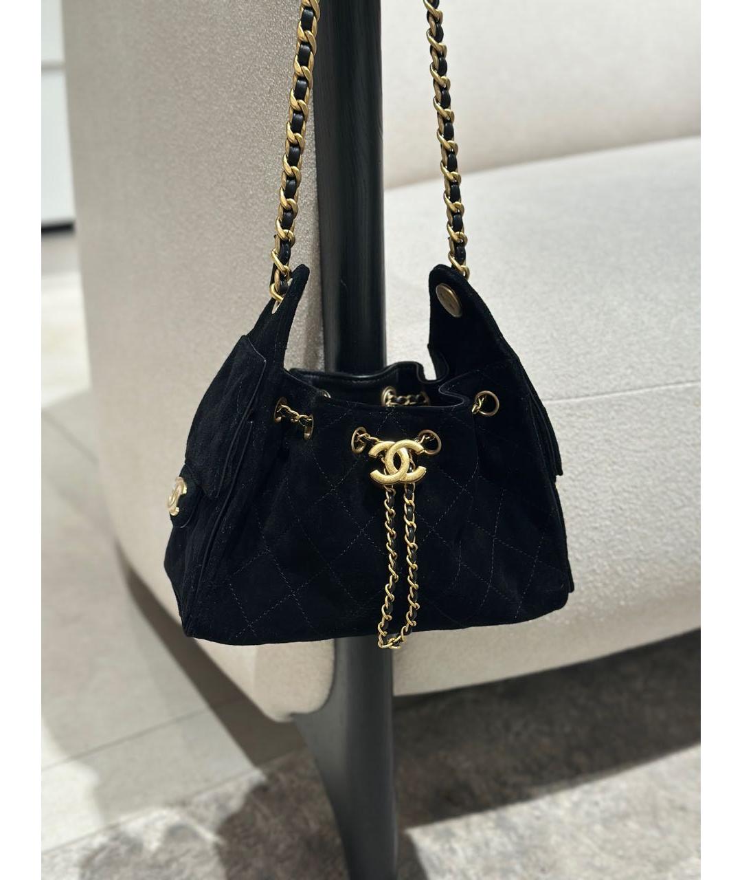 CHANEL Черная замшевая сумка через плечо, фото 8