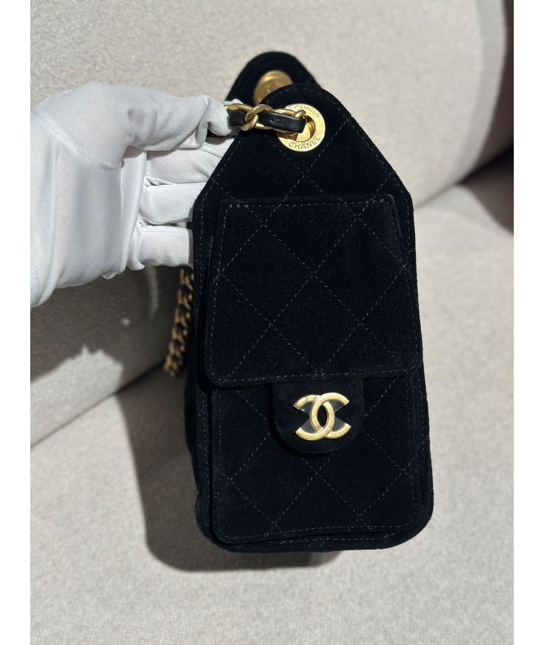 CHANEL Черная замшевая сумка через плечо, фото 5