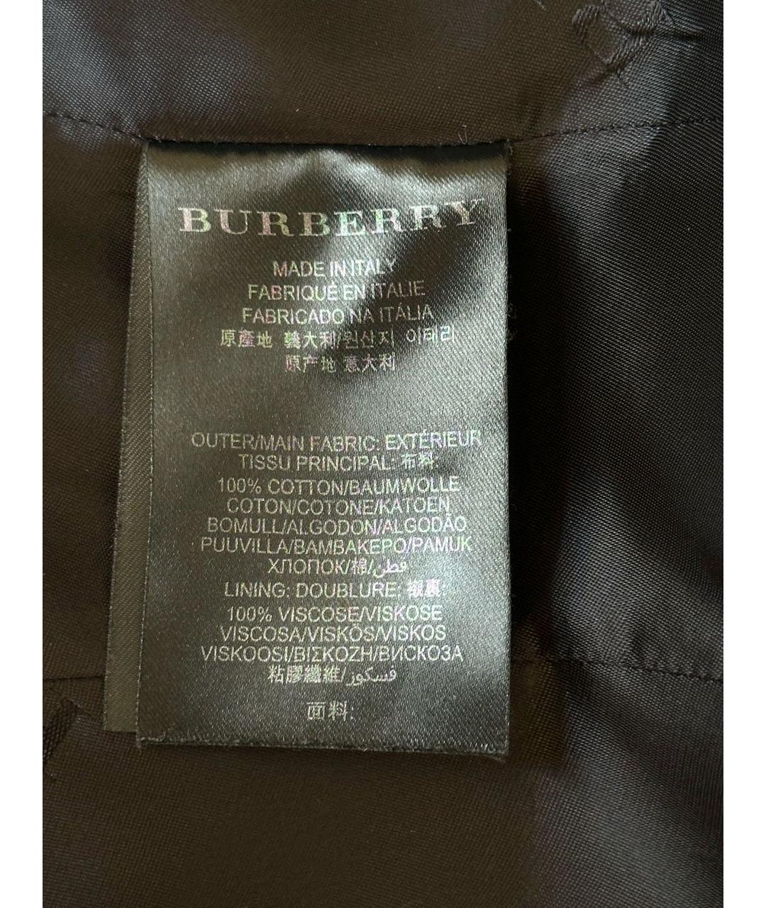 BURBERRY Черный хлопковый тренч/плащ, фото 8