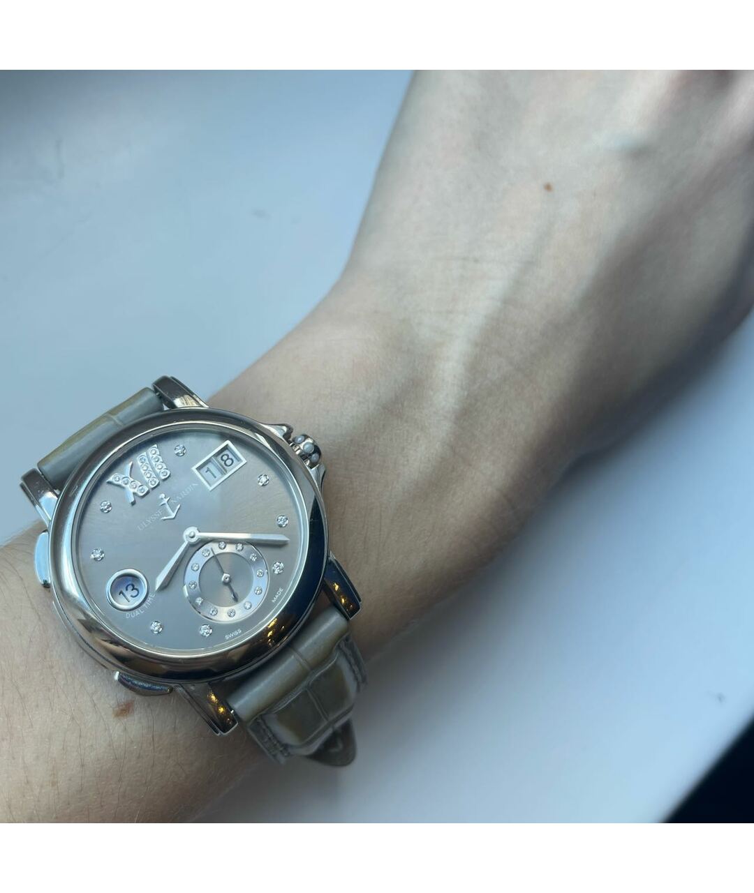 Ulysse Nardin Серые кожаные часы, фото 5
