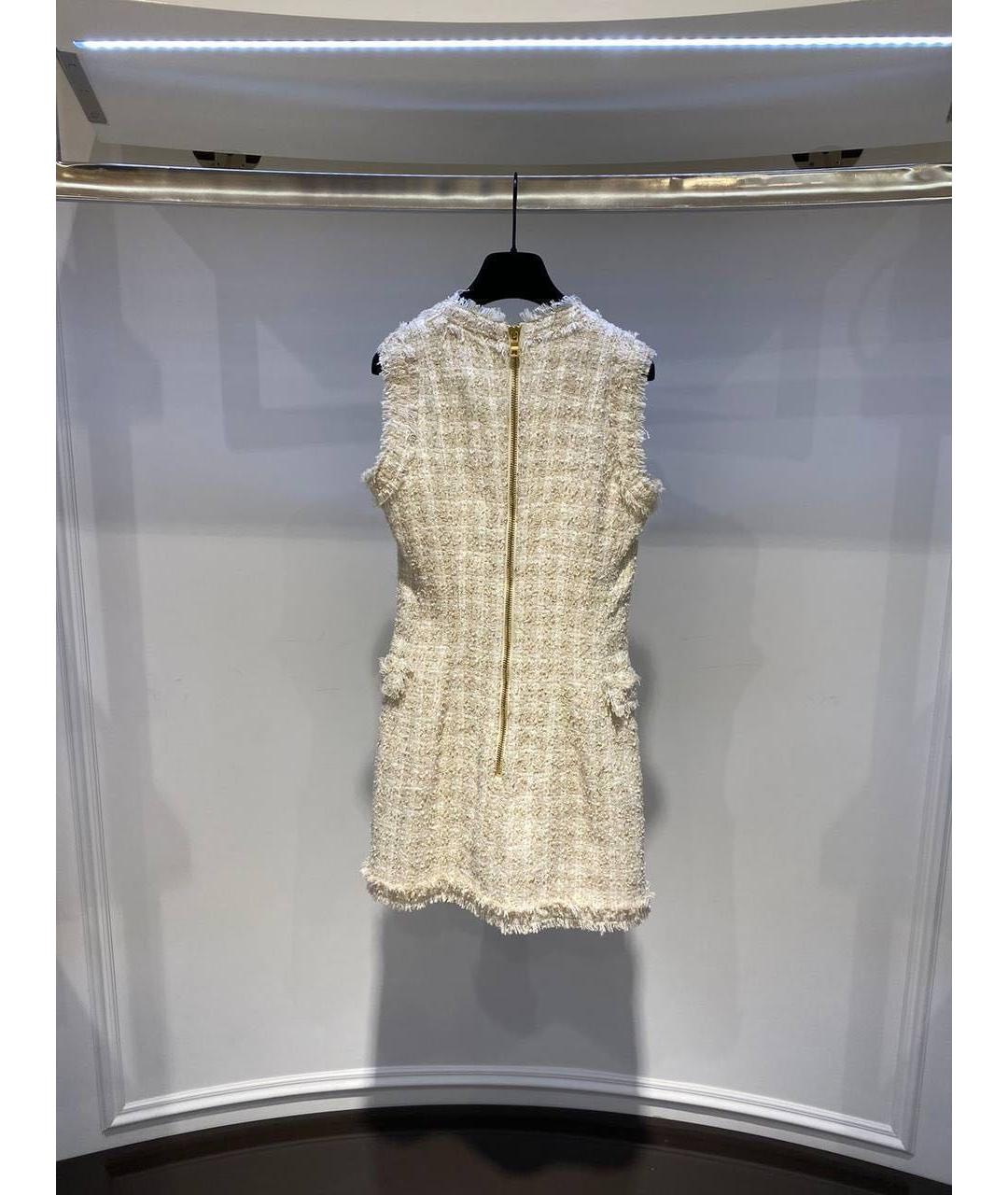 BALMAIN Бежевое твидовое повседневное платье, фото 2