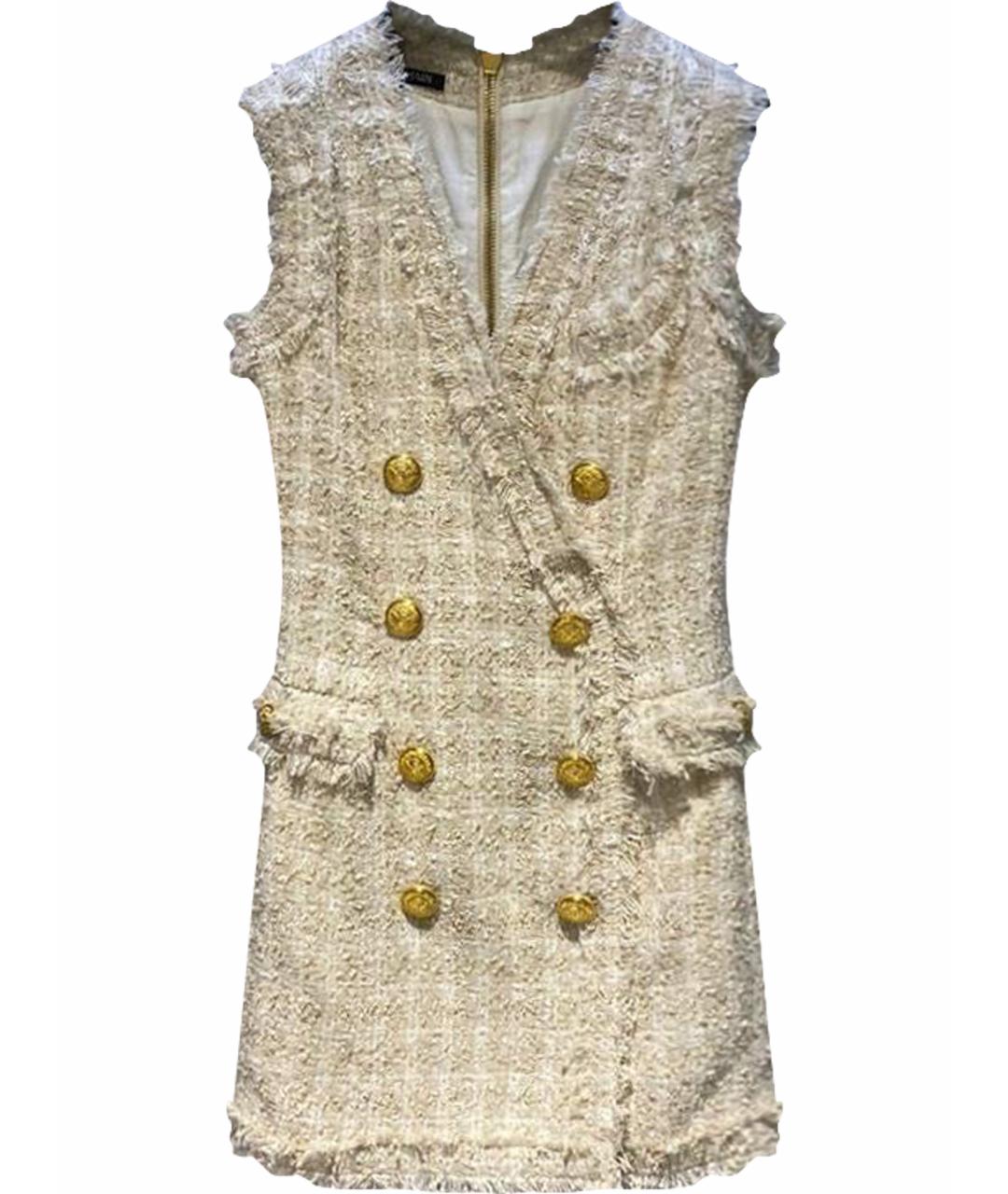 BALMAIN Бежевое твидовое повседневное платье, фото 1