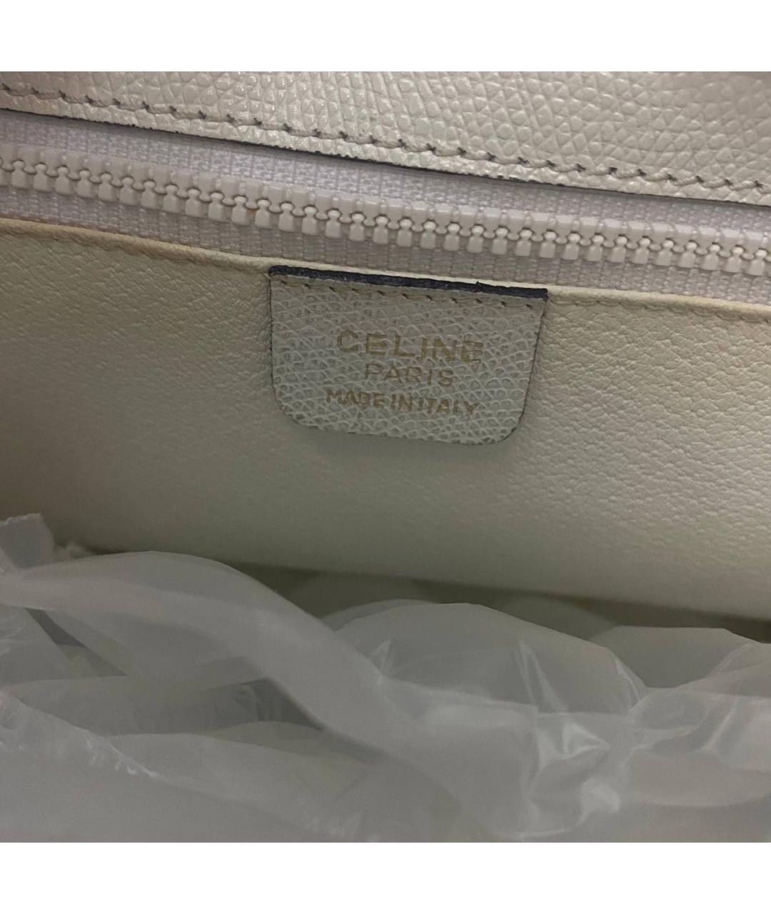 CELINE Белая кожаная сумка с короткими ручками, фото 6
